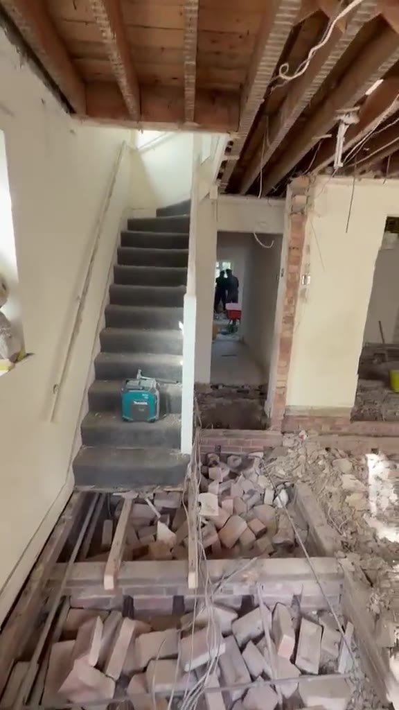 Load-bearing walls removed for an open-plan layout